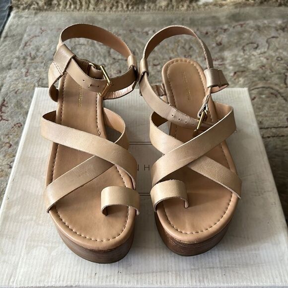 Madison Harding “Susie” tan 2 1/2” wedge heels - Picture 1 of 7